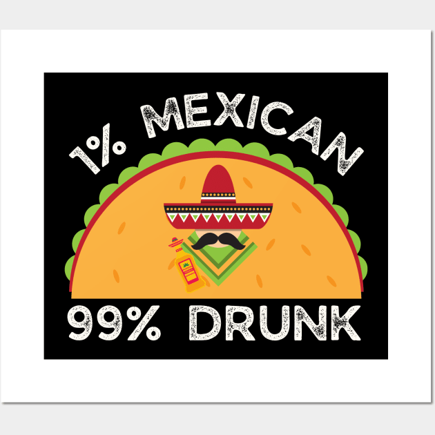 Funny Cinco de Mayo - 1% Mexican 99% Drunk Wall Art by Ivanapcm